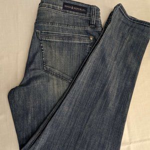Rock & Republic Emo Woman's Size 10 M Blue Jean's, a Bit Distressed